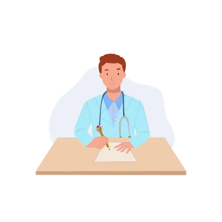 Male doctor in medical coats writing prescription  Illustration