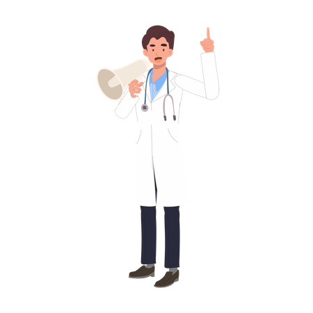 Male doctor  making medical announcement for awareness and communication  Illustration