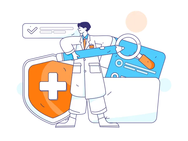 Male doctor making medical schedule  Illustration
