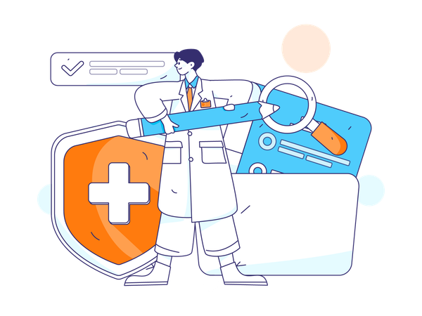 Male doctor making medical schedule  Illustration