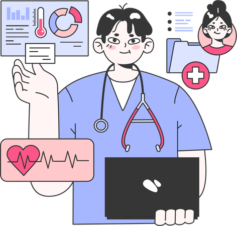 Male doctor medical analysis  Illustration