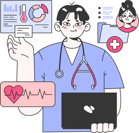 Male doctor medical analysis  イラスト