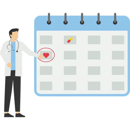 Friendly Female Doctor Near The Calendar Work Schedule Make An Appointment Online Vector Illustration For Banner Landing Page Illustration