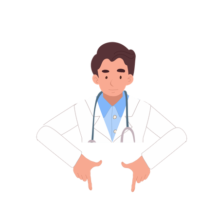 Male doctor pointing in medical presentation  Illustration