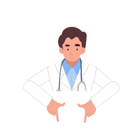 Male doctor pointing in medical presentation  Illustration