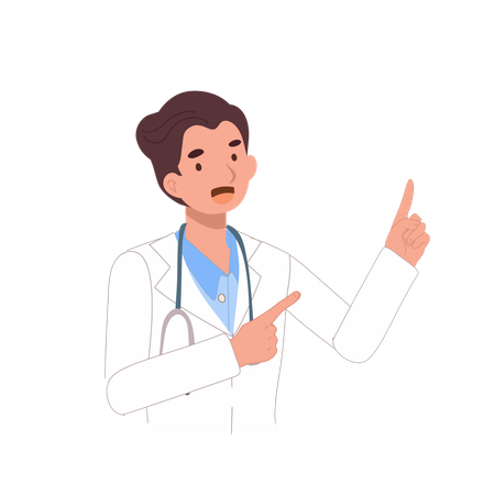 Male doctor pointing in medical presentation  Illustration