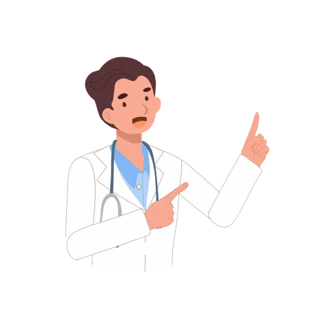 Male doctor pointing in medical presentation  Illustration