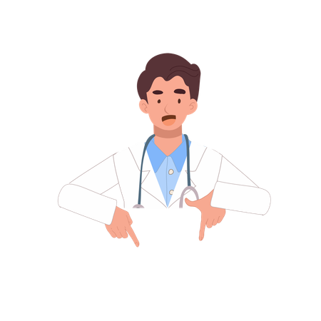 Male doctor pointing in medical presentation  Illustration