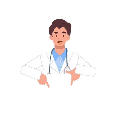 Male doctor pointing in medical presentation  Illustration