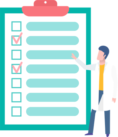 Male doctor  presenting targets and check mark  Illustration