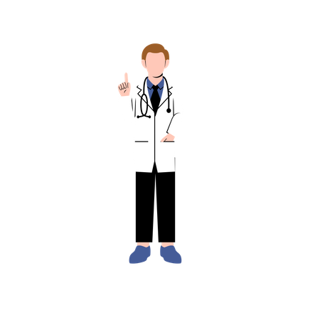 Male doctor raising finger Illustration