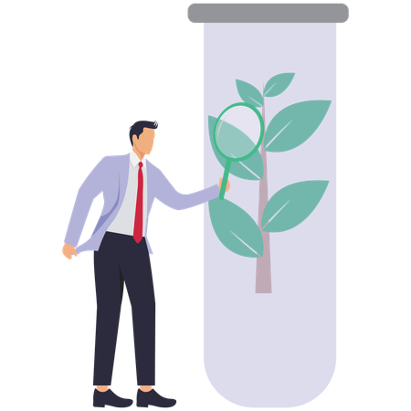 Male doctor research on Biotechnology science Ecosystem  Illustration