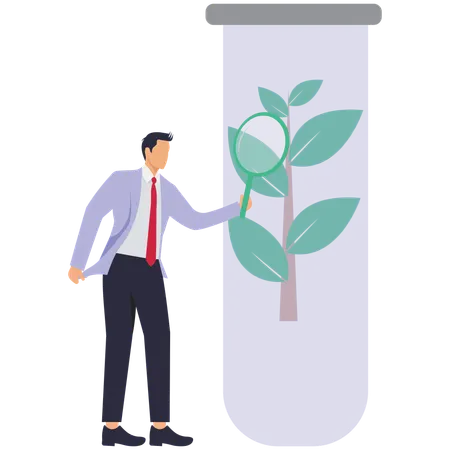 Male doctor research on Biotechnology science Ecosystem  Illustration