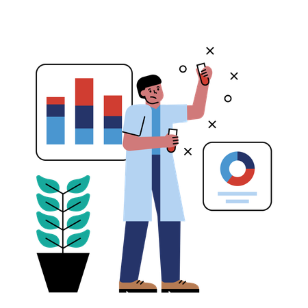 Male Doctor research on virus and medicine Kit  Illustration