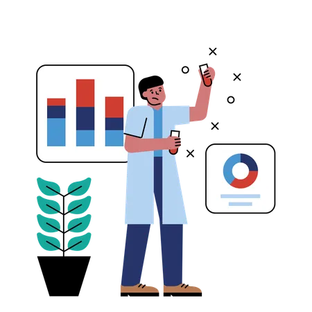 Male Doctor research on virus and medicine Kit  Illustration