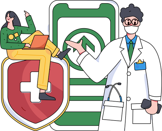 Male doctor showing health insurance  Illustration