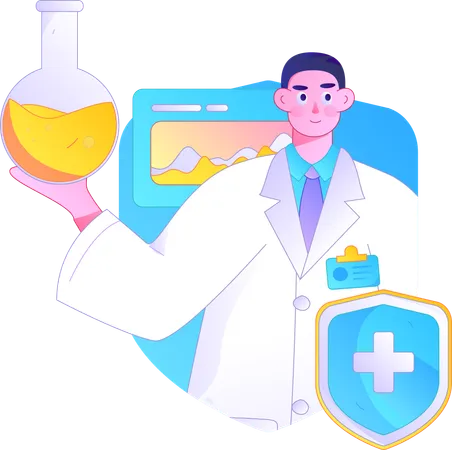 Male doctor showing health insurance  Illustration