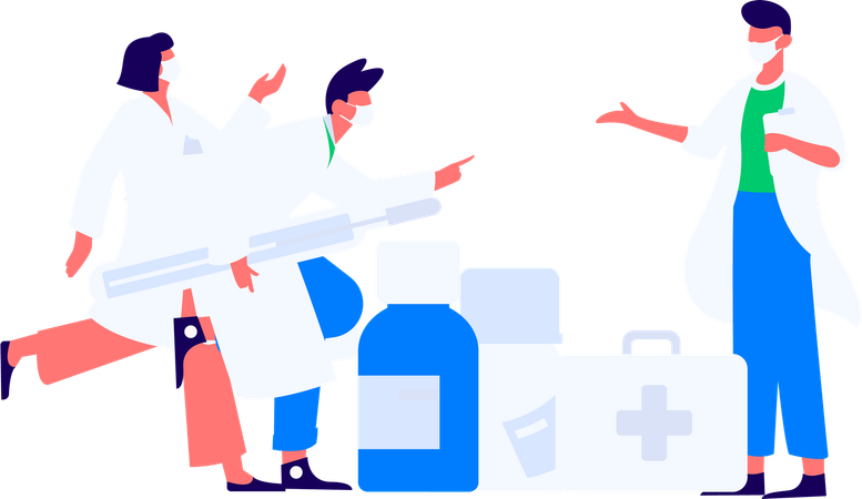 男性医師が検査結果を見せる  イラスト