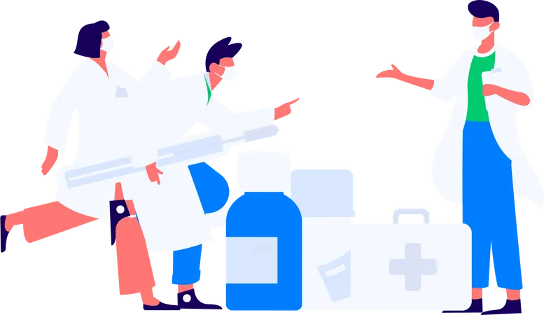 男性医師が検査結果を見せる  イラスト