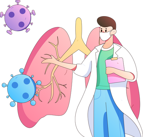 Male Doctor showing lungs infection  Illustration