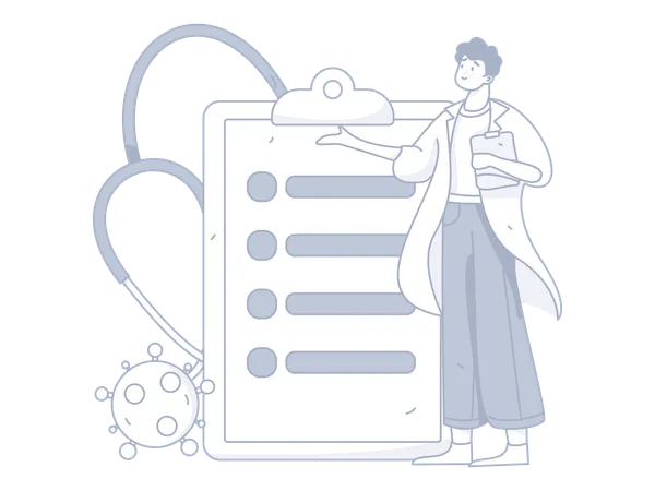 Male Doctor showing medical document  Illustration