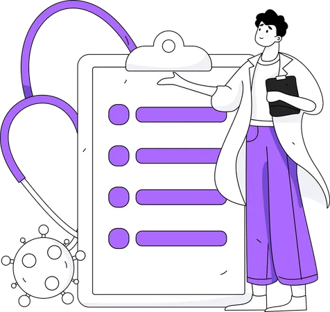 Male Doctor showing medical document  Illustration