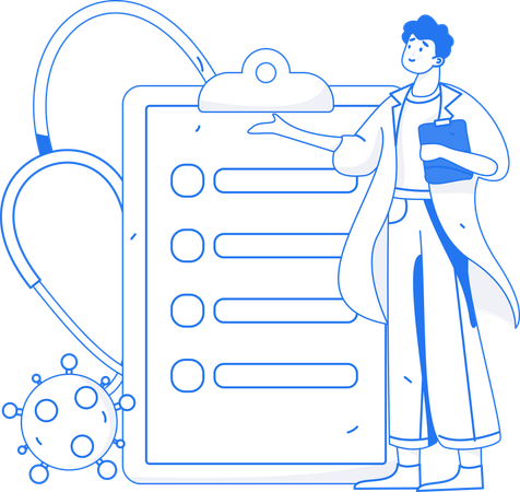 Male Doctor showing medical document  Illustration