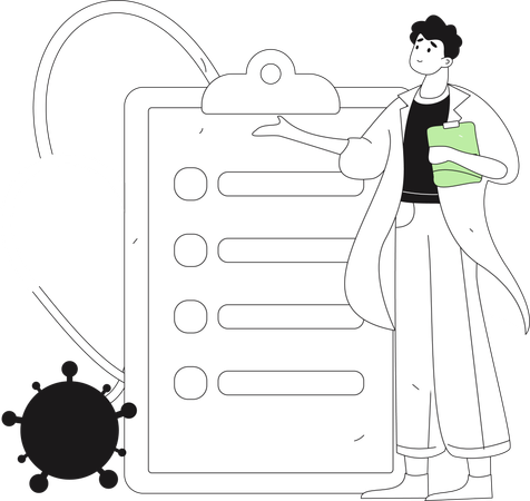 Male Doctor showing medical document  Illustration