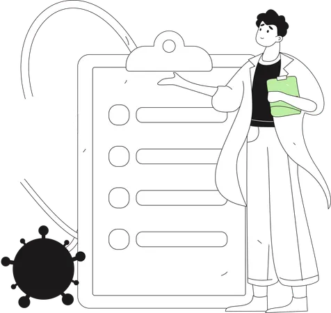 Male Doctor showing medical document  Illustration
