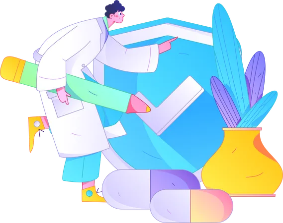 Male doctor showing medical insurance  Illustration