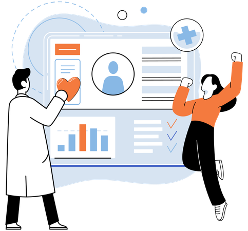 Male doctor showing medical insurance policy  Illustration