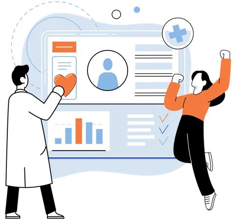 Male doctor showing medical insurance policy  Illustration