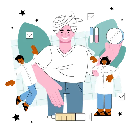 Male doctor showing medicine  Illustration