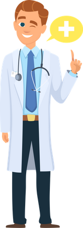 Male doctor showing plus sign  Illustration