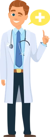 Male doctor showing plus sign  Illustration