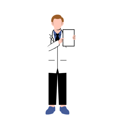 Male doctor showing report Illustration