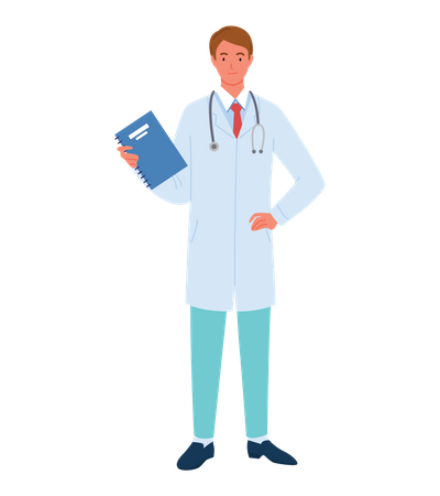 Male Doctor showing report  Illustration