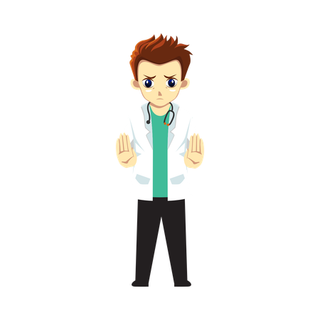 Male Doctor showing stop gesture  Illustration