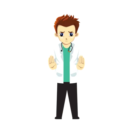 Male Doctor showing stop gesture  Illustration