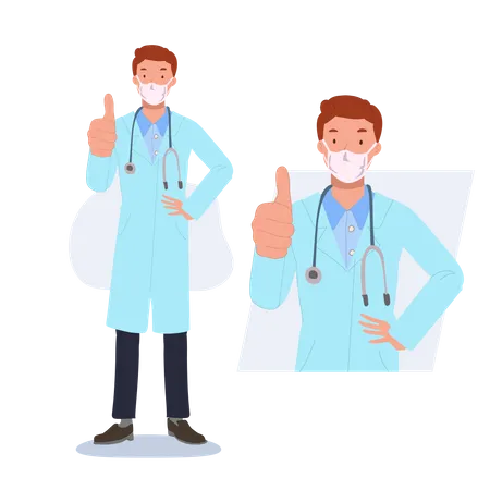 Male doctor showing thumbs up  Illustration