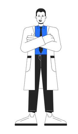 Male doctor standing with confident  Illustration