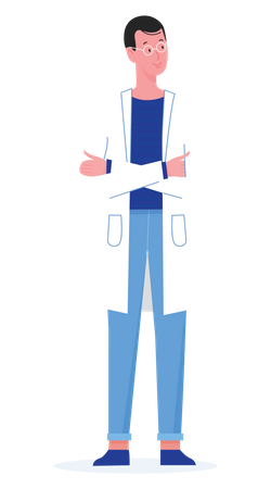 Male doctor standing with cross hands  Illustration