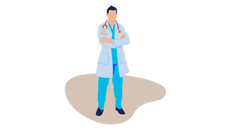 Male doctor standing with cross hands  Illustration