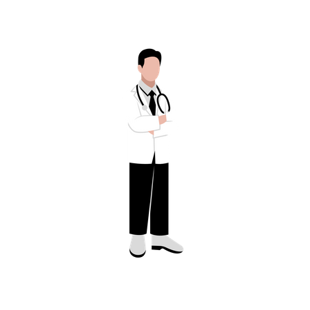 Male doctor standing with folded hands  Illustration