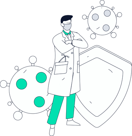 Male Doctor Standing With Medical Insurance  Illustration