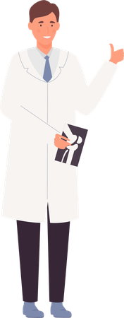Male doctor standing with xray  Illustration