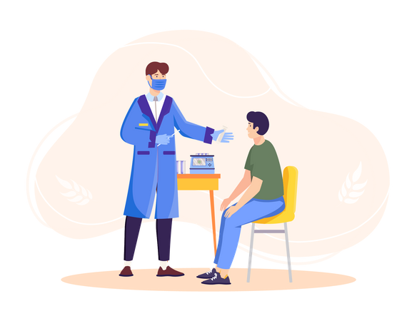 Male doctor take covid rapid test  Illustration