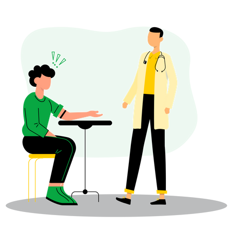 Male doctor taking blood sample  イラスト