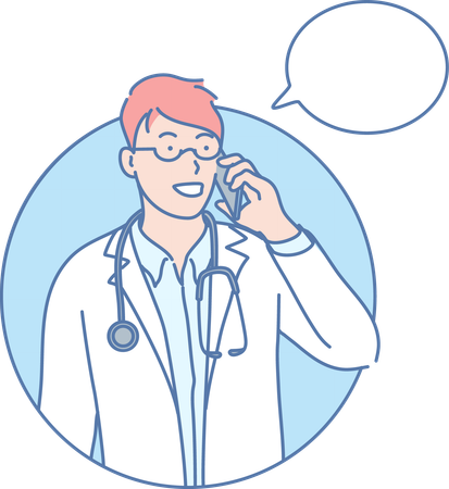 Male doctor talking on mobile  Illustration