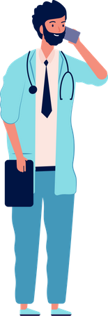 Male doctor talking on mobile  Illustration